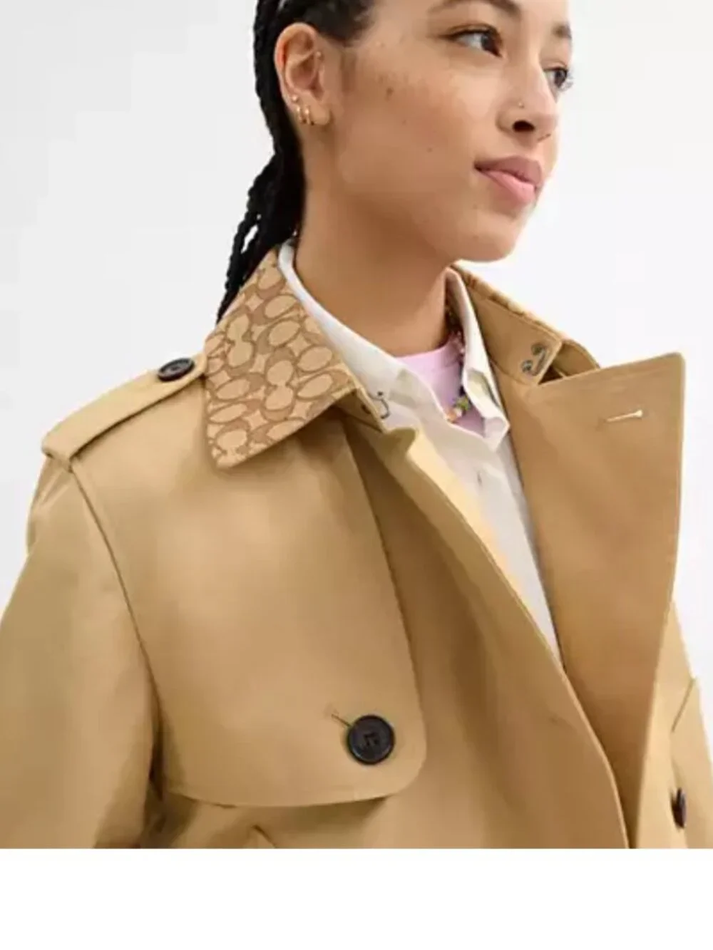 Coach Short Trench Coat With Signature Collar